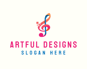 Colorful Digital Musical Note logo design