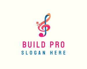 Colorful Digital Musical Note logo design