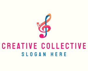 Colorful Digital Musical Note logo design