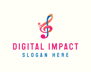 Colorful Digital Musical Note logo design