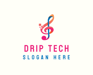 Colorful Digital Musical Note logo design