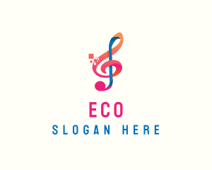 Colorful Digital Musical Note logo design