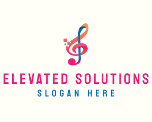 Colorful Digital Musical Note logo design