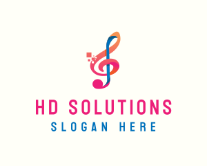 Colorful Digital Musical Note logo design