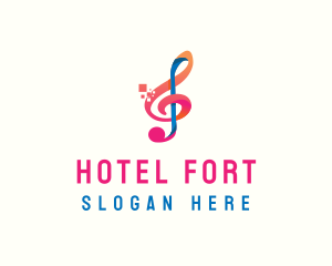 Colorful Digital Musical Note logo design