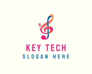 Colorful Digital Musical Note logo design