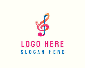 Dj - Colorful Digital Musical Note logo design