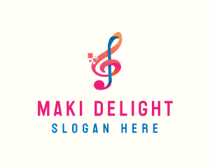 Colorful Digital Musical Note logo design