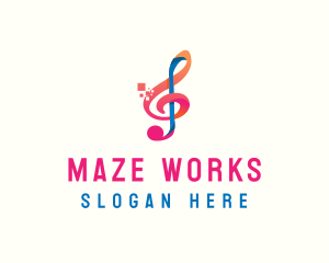 Colorful Digital Musical Note logo design