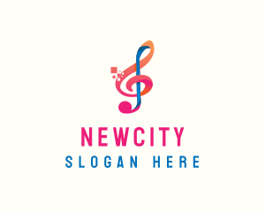 Colorful Digital Musical Note logo design