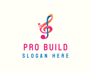 Colorful Digital Musical Note logo design