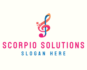 Colorful Digital Musical Note logo design