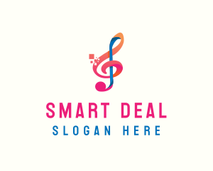 Colorful Digital Musical Note logo design