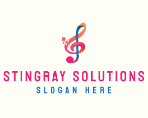 Colorful Digital Musical Note logo design