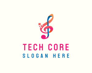 Colorful Digital Musical Note logo design