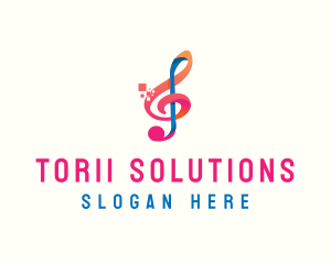 Colorful Digital Musical Note logo design