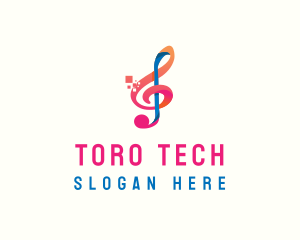 Colorful Digital Musical Note logo design