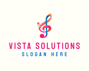 Colorful Digital Musical Note logo design