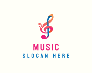 Colorful Digital Musical Note logo design