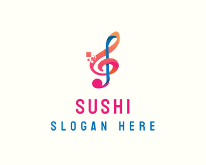 Colorful Digital Musical Note logo design