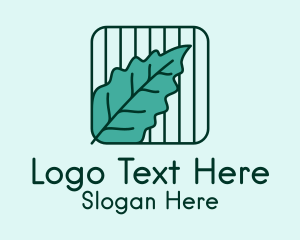 Vegan - Green Leaf Square logo design