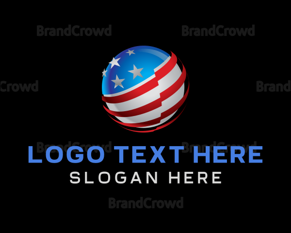 3D Sphere American Flag Logo