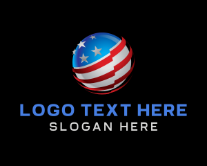 America - 3D Sphere American Flag logo design