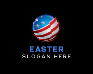 State - 3D Sphere American Flag logo design