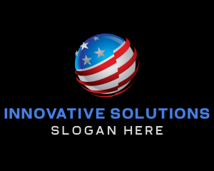 Election - 3D Sphere American Flag logo design