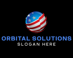 Orb - 3D Sphere American Flag logo design