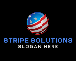 3D Sphere American Flag logo design