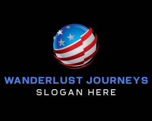 Institution - 3D Sphere American Flag logo design
