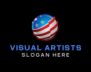 Veteran - 3D Sphere American Flag logo design