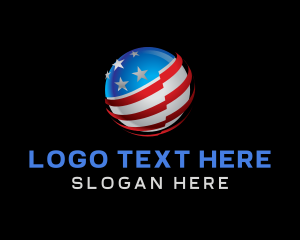 Orb - 3D Sphere American Flag logo design