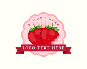 Emblem - Fresh Strawberry Fruit logo design