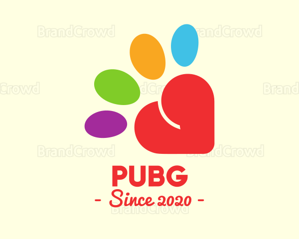 Colorful Community Heart Paw Logo
