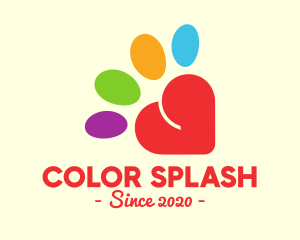 Colorful Community Heart Paw logo design