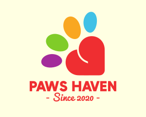 Colorful Community Heart Paw logo design