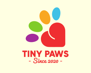 Colorful Community Heart Paw logo design