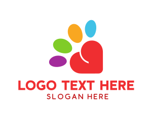 Togetherness - Colorful Community Heart Paw logo design