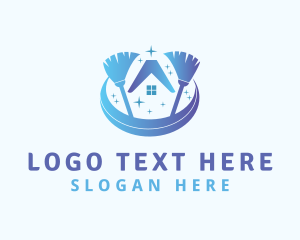 Clean - Gradient Broom Housekeeper logo design