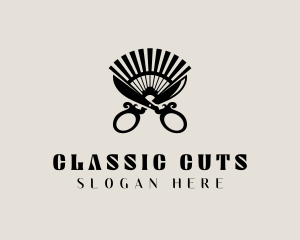 Barber Shears Fan logo design