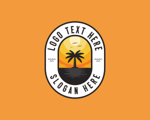 Boat - Tropical Beach Island logo design