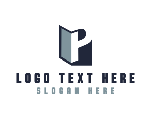 Negative Space - 3D Construction Letter P logo design