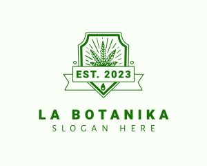 Essential Oil - Marijuana Plant Shield logo design