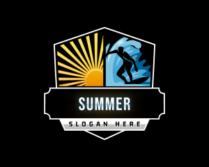 Shield Surfer Sun logo design