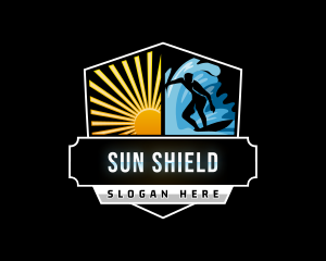 Shield Surfer Sun logo design