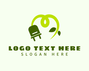 Plant - Electric Plug Leaf logo design
