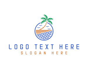 Palm Tree - Beach Summer Resort logo design