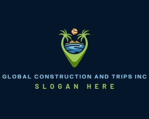 Palm Tree - Island Beach Vacation logo design